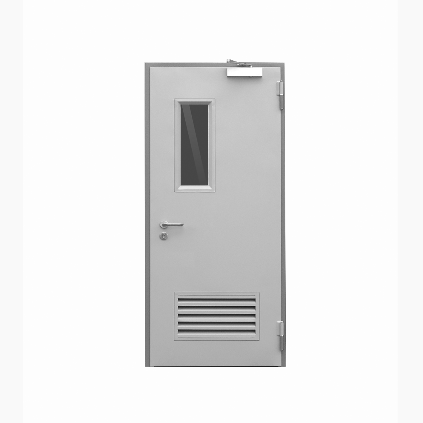 Alba Single Steel Door + Vision Panel + Louver