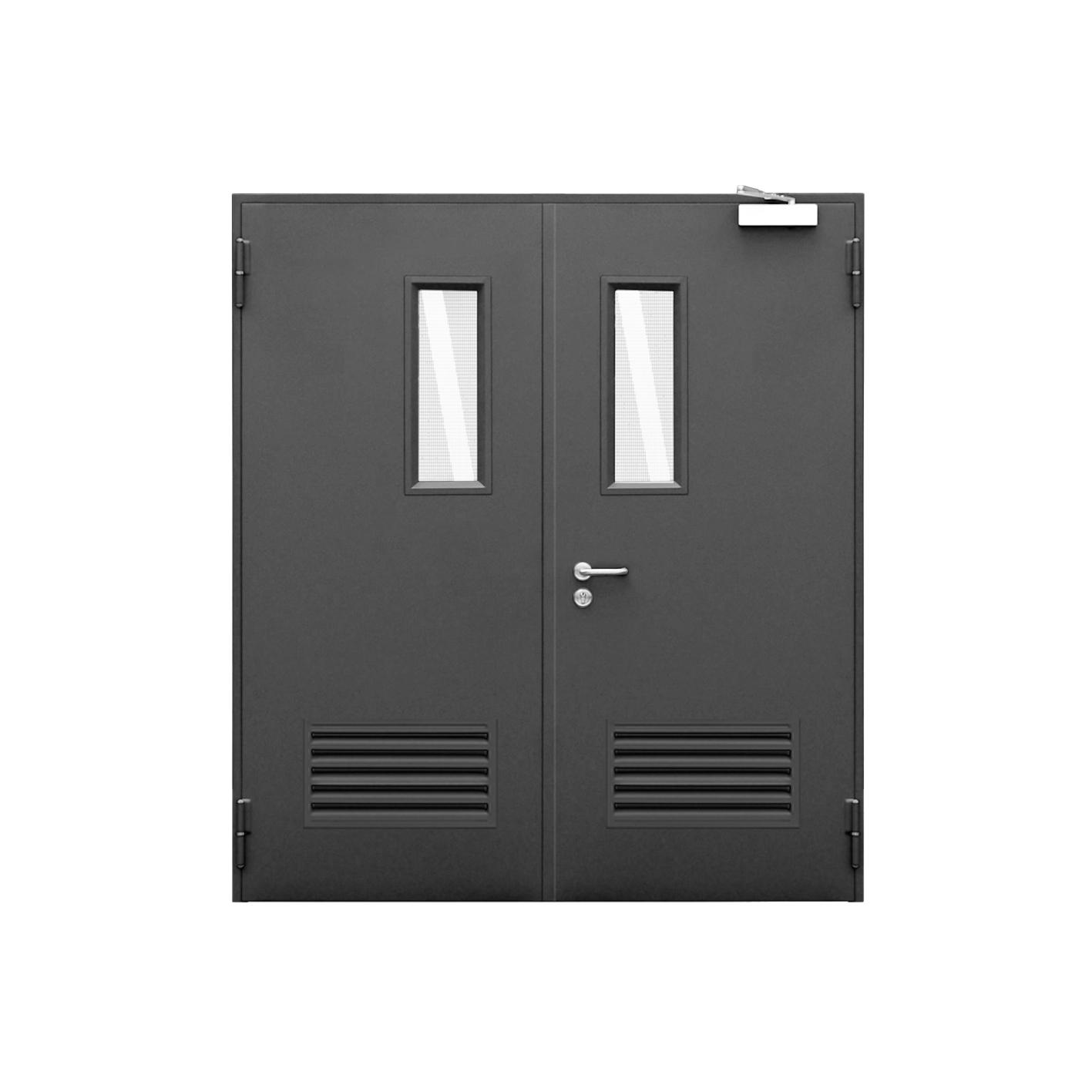 Alba Double Steel Light Door + Vision Panel + Louver